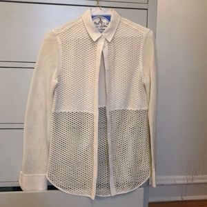 Rag & Bone Long Sleeve White Mesh Top XS